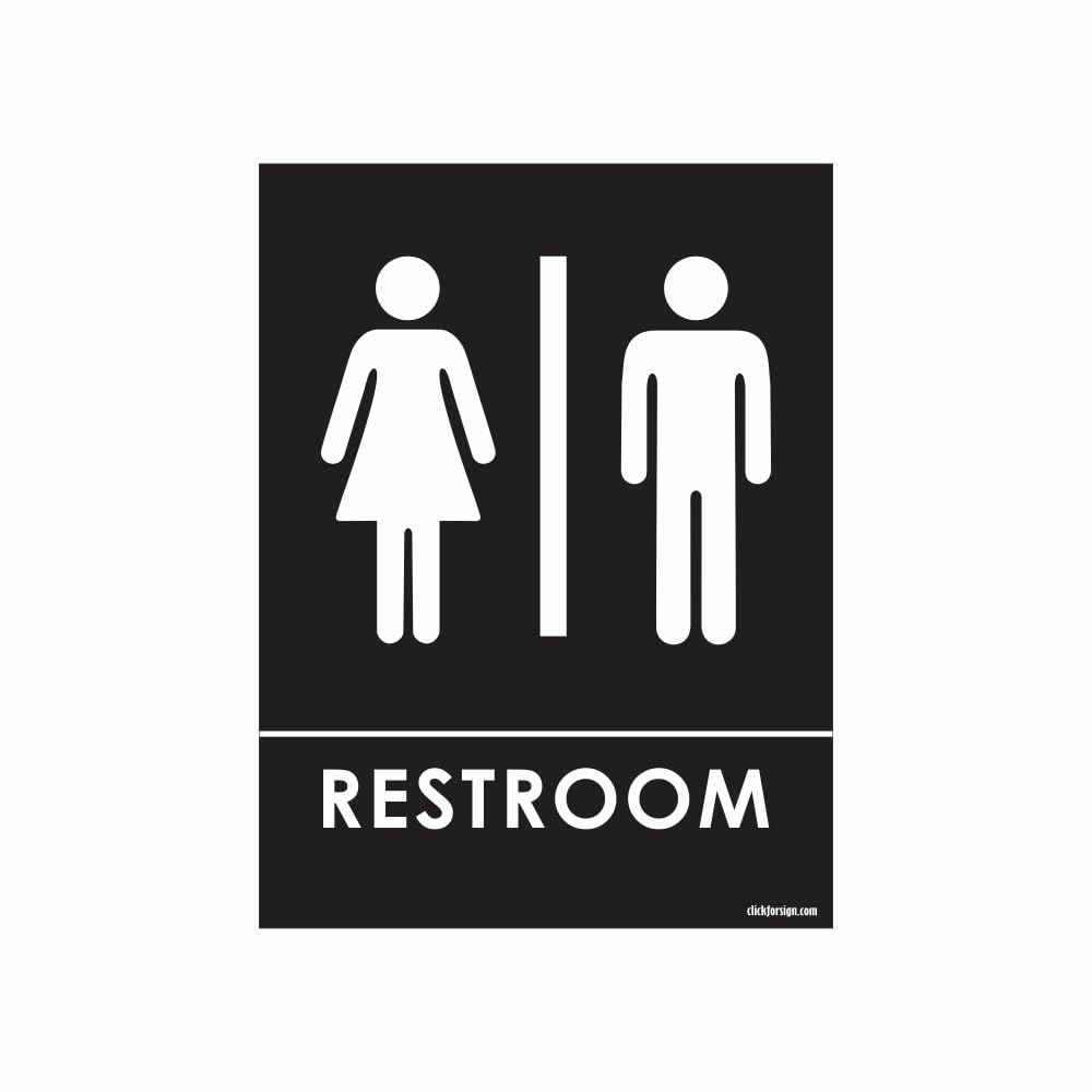 Clickforsign Unisex Restroom Bathroom Door Sign for