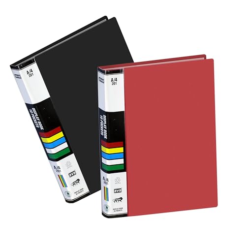 Image of TULMAN 2 Pack 10 Pockets Bound A4 Size Presentation Display Book Portfolio File Folder Presentation Binders with Plastic Clear Sleeves Document Organizer for School Office (Assorted Color)