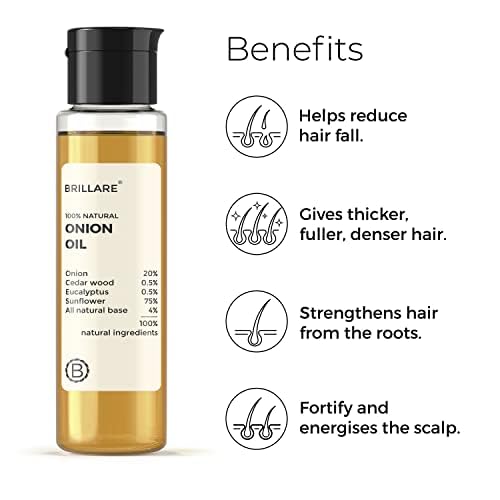Image of Brillare 20% Onion Hair Oil for Hair Fall Reduction with Goodness of Cedar Wood & Sunflower | Visible Hair Fall Reduction in 15 Days (Pack of 2)