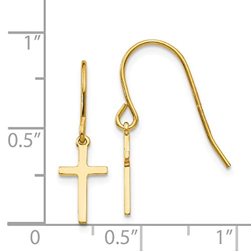 Roy Rose Jewelry 14K Yellow Gold Dangle Cross Shepherd Hook Earrings3