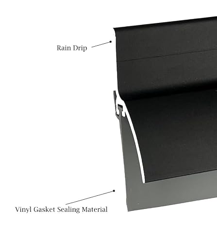 KC Hardware Door Bottom Sweep with Rain Drip Cap| Exterior Door Rain Guard| Weather Stripping| Door Rain Drip Guard |Black Anodized Aluminum with Grey Vinyl Insert| 48 Inch - Thumbnail 3