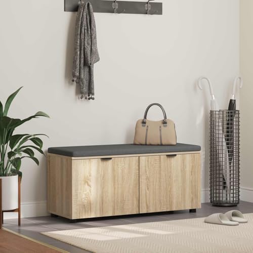 Genérico Banco de Entrada con cojín Roble Sonoma 100 x 38 x 46 cm,Mobiliario,Bancos,Bancos para recibidores y Almacenamiento,891490