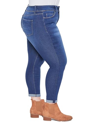 Royalty For Me Womens Women's Plus Size Essential High Rise Roll Cuff Ankle Jeans2