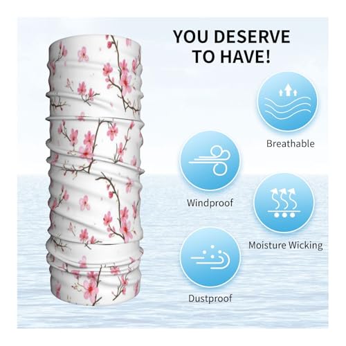Cherry Blossoms Flowers Pattern Neck Gaiter Face Mask Scarf Bandana Head Wrap Uv Protection Balaclava For Sports4