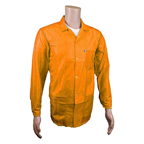 Image of ESD Jacket, Lapel Collar and Snap Adjustment Sleeve, Hi-Visibility Green