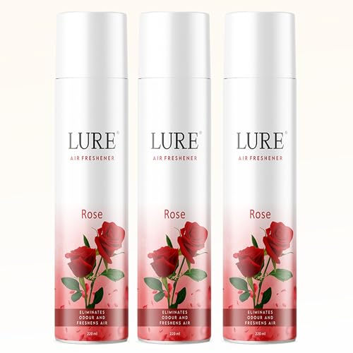 Image of LURE Rose Room Freshener Aerosol Spray - Air Freshener for Home, Office, Rooms and Drawers, Suitable for Everyday Indoor Use (220ml)