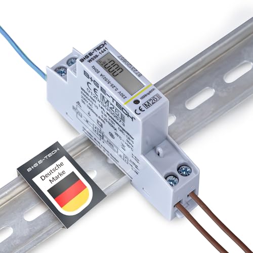 B+G E-Tech Wechselstromzähler [WS50] digitaler 1 Phasen Stromzähler für Hutschiene (1TE) mit LCD und S0 bis 50A direkter Messung bei 230V Einrichtung- und Zweirichtungszähler (WS50-1441 (MID 2026))