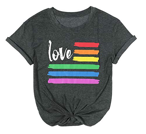 Lgbt Gay Pride Shirt Women Funny Rainbow Love Graphic T-Shirt Equality Tee Casual Short Sleeve Tops #TOP3
