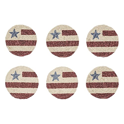 VHC Brands Celebration Americana Jute Coaster Set of 6