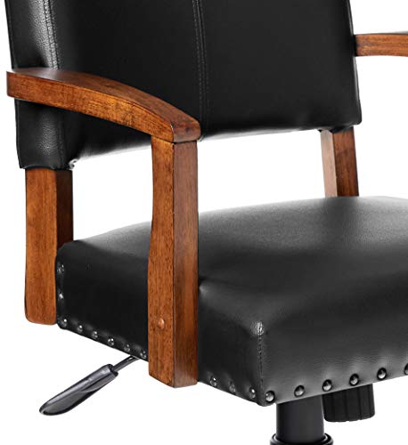 Osp Home Furnishings Deluxe Wood Bankers Desk Chair With Faux Leather And Antique Bronze Nailheads, Black #TOP4