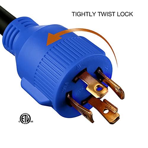 image for Miady 30AMP Male 4-Prong Locking Plug to 30 AMP Female 12 Inch RV Gene