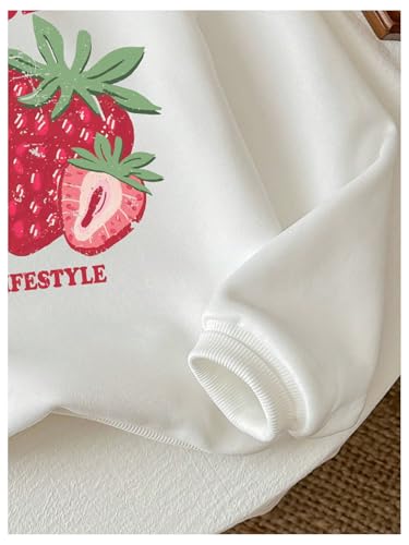Floerns Girl's Strawberry Print Long Sleeve Pullover Kids Hoodie Sweatshirts Fall Clothes4