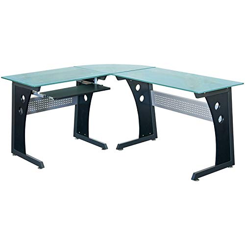 Buy Techni Mobili Deluxe Tempered Frosted Glass L Shaped Corner Desk