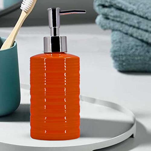 Image of Kookee Ceramic Soap Dispenser with Pump for Kitchen, Bathroom, & Wash Basin, Designer Refillable for Liquid Handwash, Shampoo & Lotion, Leakproof, Set of 1 (7975)