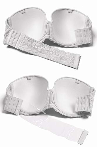 Strapless Clear Back Halter Bra Invisible Strap Backless Lightly Padded Brassiere for Wedding Bridesmaid Dress White, 38D