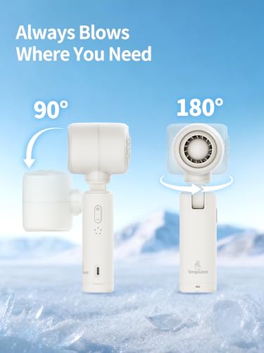 Snapgear Handheld Fan CHill2, Clip-on Fan, Dual-Axis Adjustable, Folds 90° Vertically & Rotates 180° Horizontally, 5 Speeds, 14000 RPM, USB Rechargeable, Portable for Stroller, Crib, Umbrella, Desk - image 3