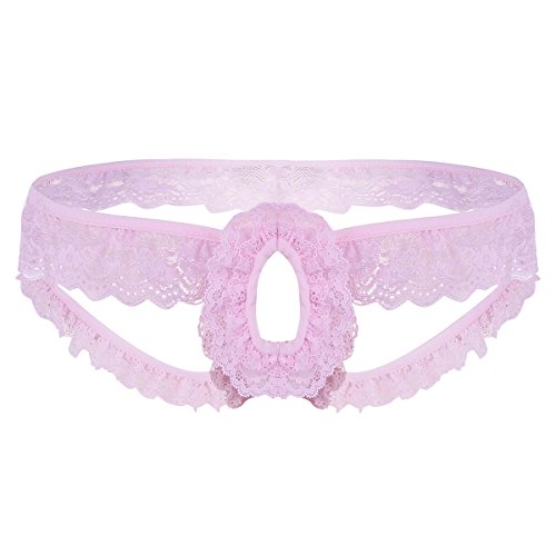 dPois Mens Fully Frilly Lace Sissy Pouch Jockstrap Crossdress Briefs Thongs Panties Underwear
