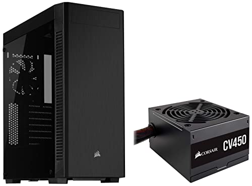 Image of Corsair 110R Mid-Tower ATX Case, Acrylic Side Panel - Black & CV450, CV Series, 80 Plus Bronze Certified, 450 Watt Non-Modular Power Supply - Black