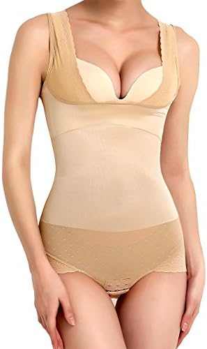 Women's Body Shaper, Compression Shapewear Wear Your Own Bra Mid Thigh Singlet for Women (Beige,XXXL (Waist:31"-33";Hip:39"-41"))