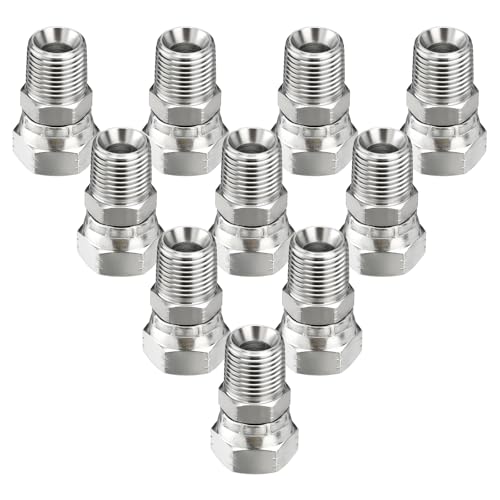 Image of 10 Pack Hydraulic Hose Fittings: 1 /2 inch NPSM Female x 1 /2 inch NPTF Male Thread, Hydraulic End Connector Swivel Fitting Kits with Protection Cover