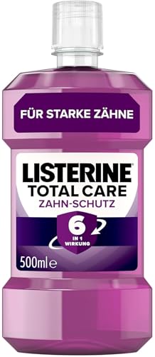 LISTERINE Total Care Zahn-Schutz 500 ml - Testsieger Stiftung Warentest, 6 in 1 Wirkung, 24h frischer Atem, schützt gegen Karies und Zahnfleischprobleme, antibakterielles Mundwasser