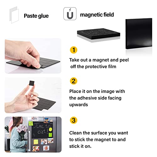 144Pcs Square Magnets Magnetic Tape Strip - Magnet Sheets with Adhesive Backin One Side Self Adhesive on The Other Side for Fridge Organisation,Art Project,Classroom