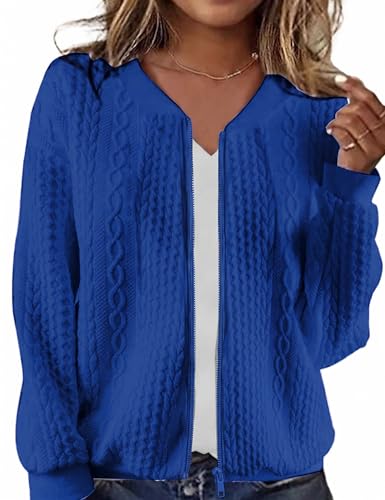 Image of Larmliss Women's Zip Up Cardigan Sweater Hoodies Long Sleeve Jacket Crewneck Casual Outerwear Spring Fall Trendy Coat Outfits