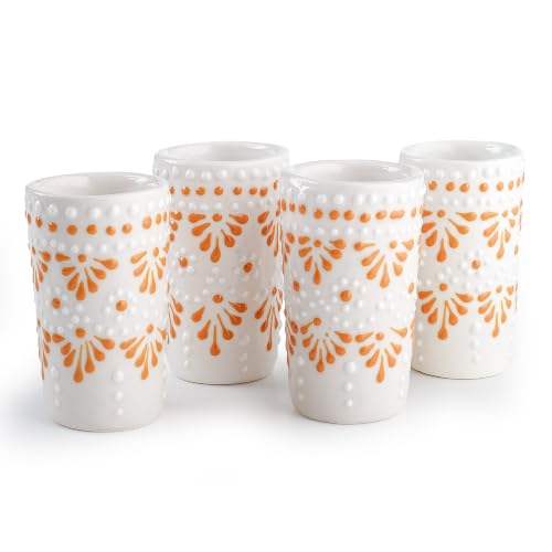 Image of Talavera Shot Glasses Set of 4 Authentic Mexican Tequila Shot Glasses - Hand-painted - 2 Oz (Cascada Agave Sunset)