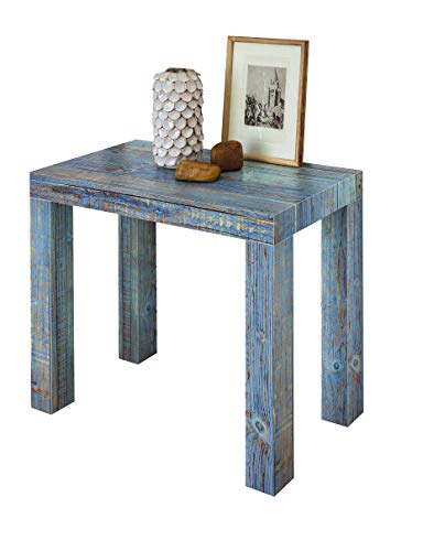 Table Console Extensible Atena méditerranéenne en Impression numérique mélèze bleutées cm 46/306 x 90 H75 en mèlamine/MDF avec 5 Extensions cm 52.Produit 100% Italien Cover