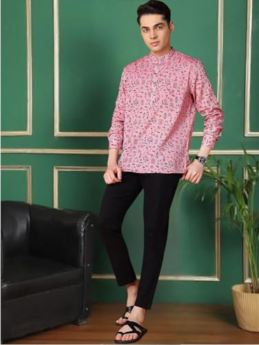Image of Tattva Pink Tribal Printed Short Kurta