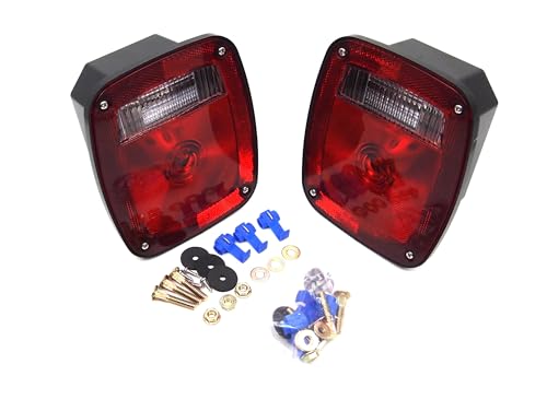 EAGLE KING PRODUCTS 2PC Universal Truck/Trailer Tail Lights DOT Approved Red & Clear Stop/Tail/Turn Signal Lights (Model HTL-T101) 12V 3-Stud Mount Easy Installation