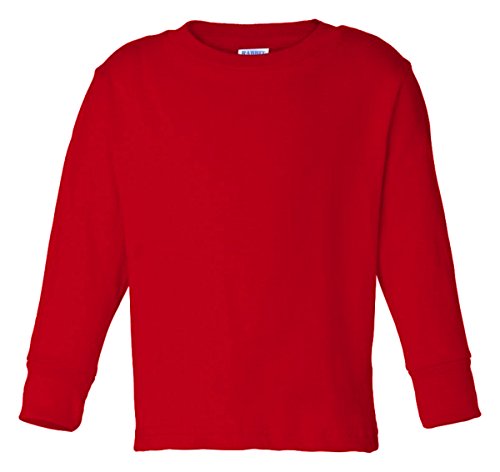 RABBIT SKINS Toddler's 5.5 oz. Jersey Long-Sleeve T-Shirt, 4T, RED