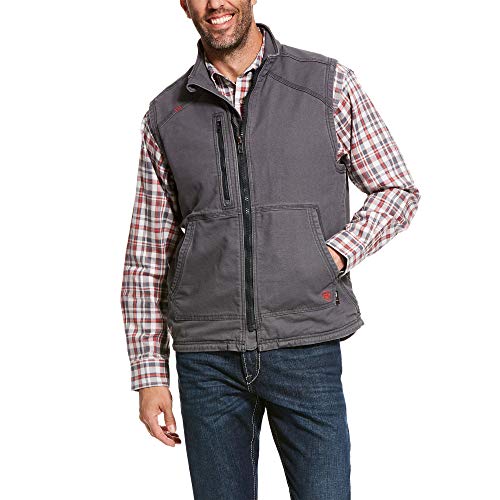 ARIAT Men's Fr Duralight Stretch Canvas Vest Gray Size Large