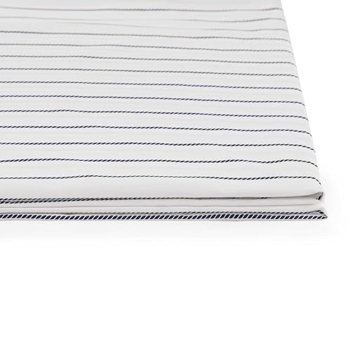 Image of Tommy Hilfiger - King Bed Sheets, Crisp & Cool Cotton Percale Bedding with Matching Pillowcases, Lightweight Bed Set, Oeko-Tex Certified (Rope Stripe Blue)