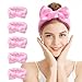 WTYPOPK 25 Pcs Pink Spa Headband Bulk Set - Soft Coral Fleece Makeup Headbands for Women, Elastic Bow Hair Bands for Washing Face, Skincare & Shower, Adjustable Hair Wraps (Pink with White Dots)