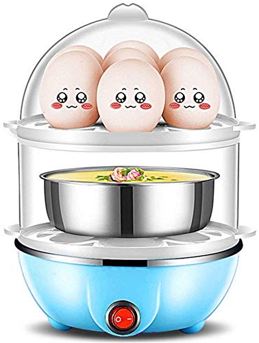 J - GO THE BUSINESS HUB Multi-Function Electric 2 Layer Egg Boiler Cooker&Steamer, Egg Boiler Electric Automatic Off, Double Layer Egg Boiler