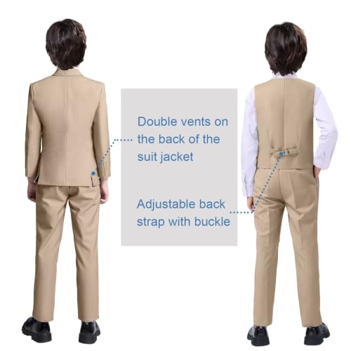 Image of Boy Suits 5 Pieces Formal Suit Set with Adjustable Waist Kids Dress Suit for Wedding Prom