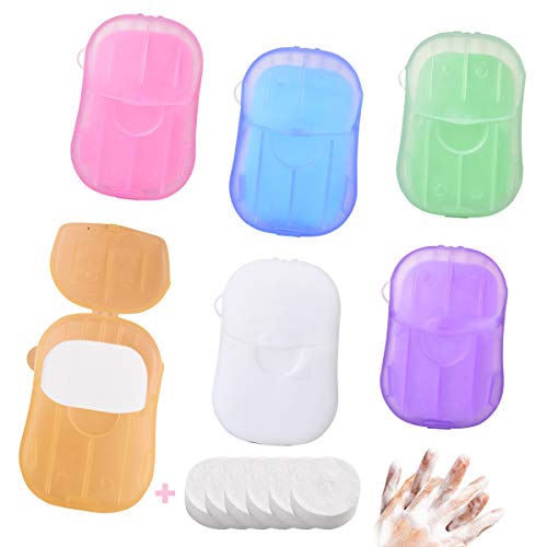 Disposable Hand Washing Soap Paper Pocket Sheets Outdoor(6 Pack, 120 Sheets), Kids Scented Toiletry Paper Soap Mini for travelling, camping, Picnic, BBQ