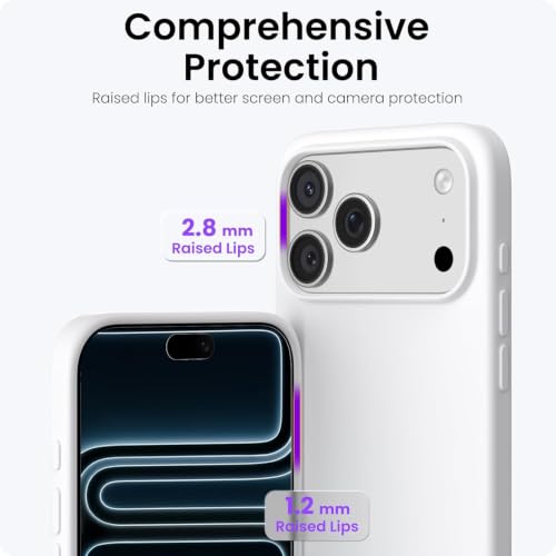 Image of DIZORO Compatible with iPhone 17 Pro Max / 18 Pro Max Case, Liquid Silicone 3 Layers Full Covered Soft Gel Rubber Phone Case,Shockproof Protective Cover with Anti-Scratch Microfiber Lining- White