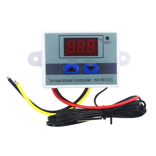 Image of Hexonix XH-W3001 Digital Temperature Controller 220V 10A - LED Display Thermostat Control Switch with Probe Sensor, White