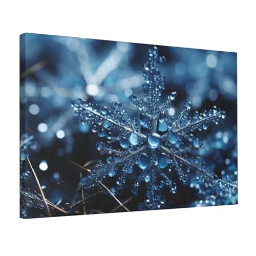Toile flocon de neige bleu pour illuminer un mur sombre de bureau ou salon