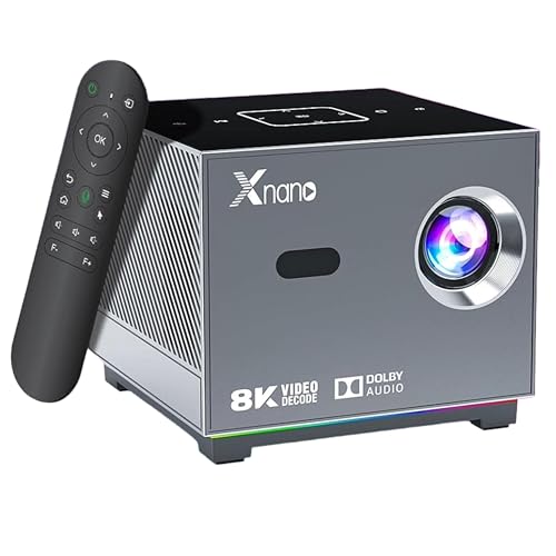 Image of XNANO Netflix Licensed 4K Projector with WiFi 6 & Bluetooth 5.0 | 300 ANSI Brightness, 8K Decode, Dolby Audio, Electric Focus, 4D /4P Keystone, RGB Lights | Home & Outdoor Smart Projector