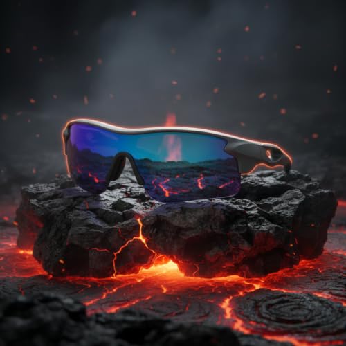 Image of Cycling Goggles for Men & Women | Sports Goggles UV400 Protection | Oversized Sports Sunglasses for Cricket, Running, Driving, Fishing, Hiking & Outdoor Activities (Grey : Violet)