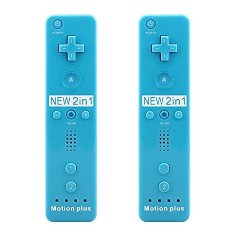 SIBIONO - Wii remote motion plus controller (2 Packs) for Nintendo Wii&Wii U Video Game Gamepads. (Blue) Cover