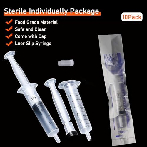 10Pcs 5ml Plastic Syringes with Caps No Needle Syringe for Refilling and Measuring Liquids,Scientific Labs,Feeding Pets Sterile, Individually Sealed - Image 3