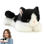 GYTFOG 18cm Cat Plush, Soft Toy, Stuffed Animals Cat Plush, Soft Kawaii Plush Toy for Cuddling, Black & White