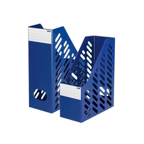 HAN 1603-14, Klassik XXL Magazine File. High-Quality, Sturdy, Stable and Stylish, with Label, Pack of 2, Blue