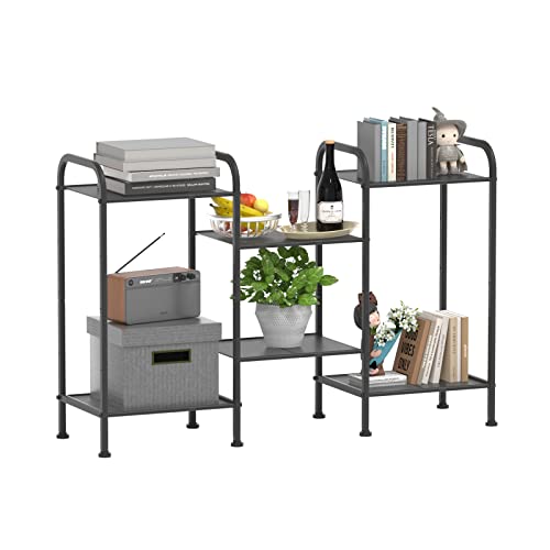 Dmplus 3-Tier Expandable Shelving Rack, Set Of 2 End Table With Adjustable Shelf, Plant Stands, Standing Shelf Units For Living Room, Bedroom, Kitchen, Bathroom, Office, Charcoal Black Ssr01B2 #TOP3