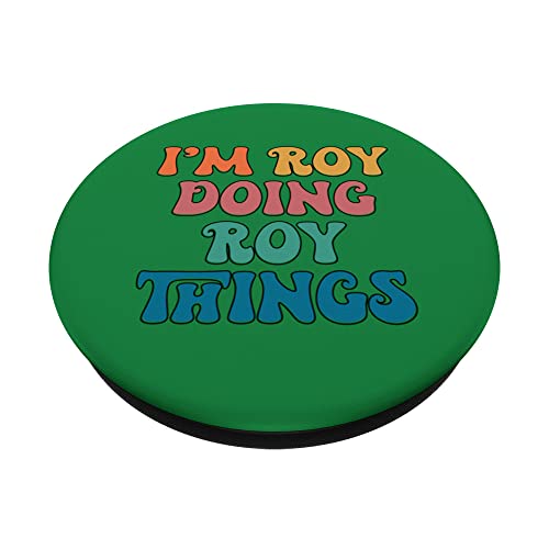 Funny Roy Name, I'm Roy Doing Roy Things PopSockets Swappable PopGrip, Black - Image 2