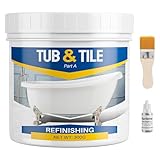 IRONABLE Tub and Tile Refinishing Kit, 10.6oz Bathtub Refinishing Kit with Tools, DIY Tub Paint White for Bathtub, Shower, Kitchen Countertop, Porcelain, Easy to Cover & Low Odor